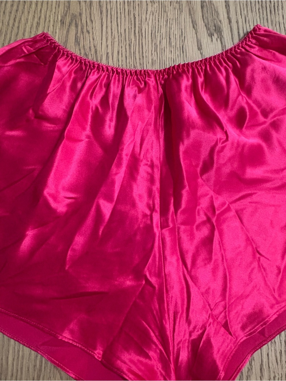 Satin High-Waist Lounge Shorts — red - Picture 2 of 4